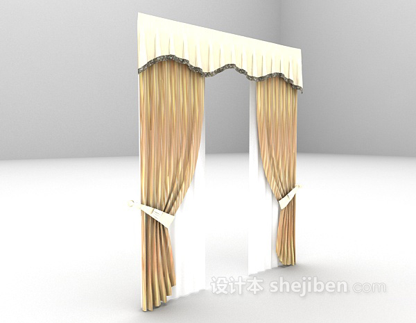 设计本米色典雅窗帘3d模型下载