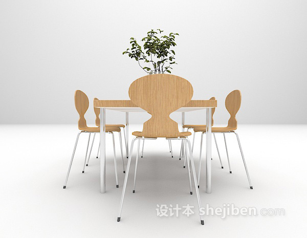 设计本现代灰色桌椅组合3d模型下载