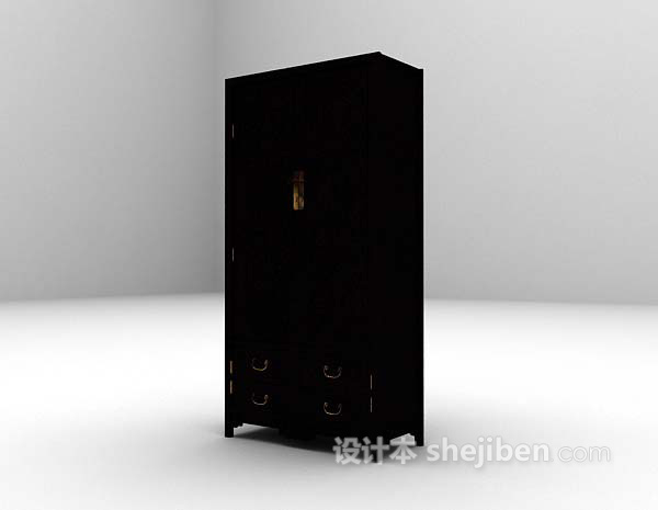 设计本黑色衣柜推荐3d模型下载
