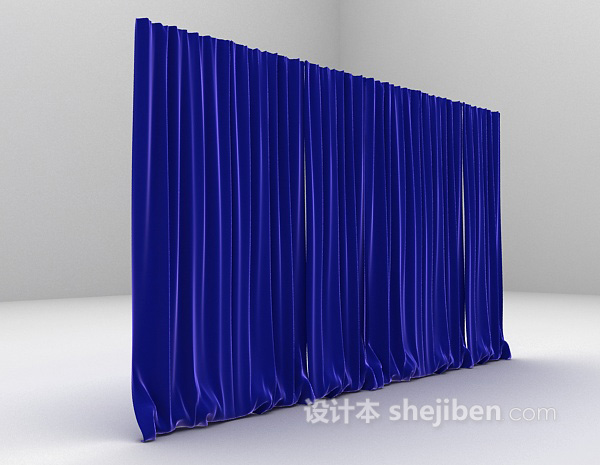 现代风格蓝色窗帘3d模型下载