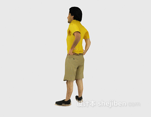 免费黄色衣服男人站姿人物3d模型下载