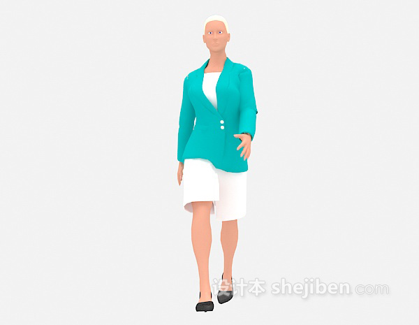 绿色职业装女士3d模型下载