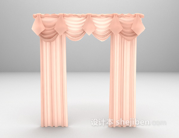 可爱粉色儿童房窗帘3d模型下载