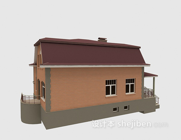 设计本深色别墅3d模型下载