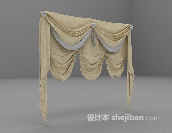 设计本米色窗帘3d模型下载