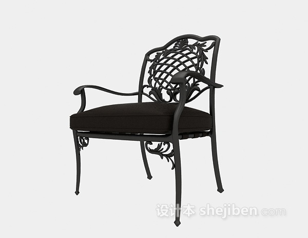 设计本欧式铁艺皮质单椅3d模型下载
