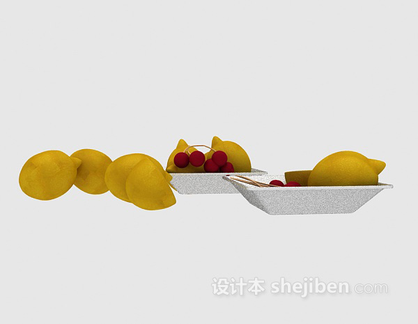 现代风格柠檬水果3d模型下载