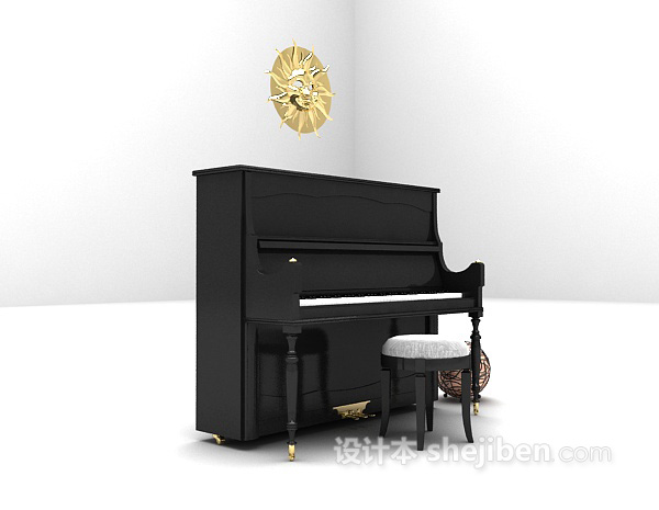 设计本黑色钢琴免费3d模型下载