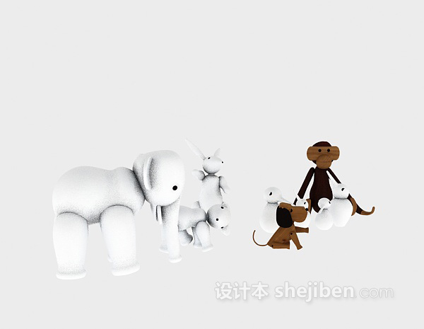 设计本一堆儿童动物玩具3d模型下载