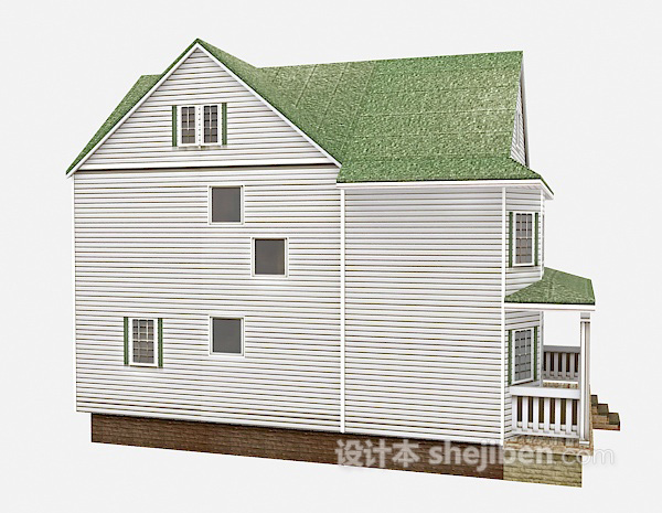 免费绿色欧式别墅3d模型下载