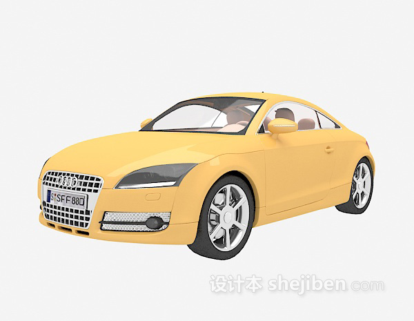 免费黄色汽车3d模型下载
