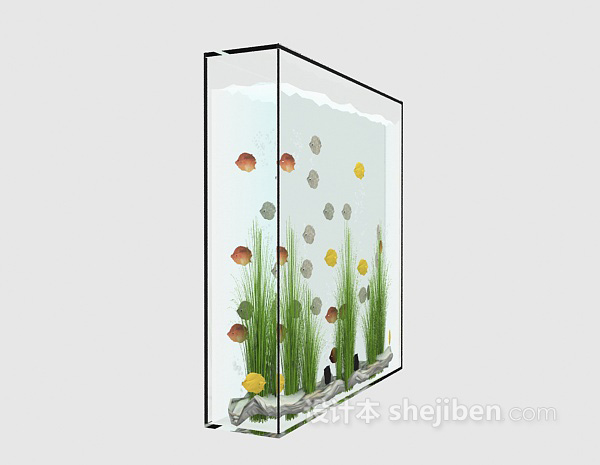 现代风格玻璃鱼缸3d模型下载