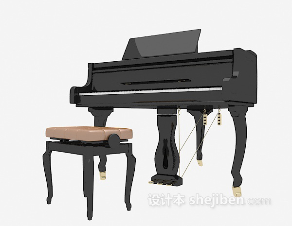 设计本黑色钢琴组合3d模型下载