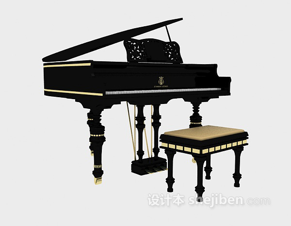 免费优雅钢琴3d模型下载