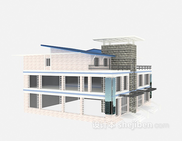 现代风格欧式别墅免费3d模型下载