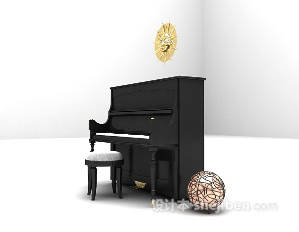 免费黑色钢琴免费3d模型下载