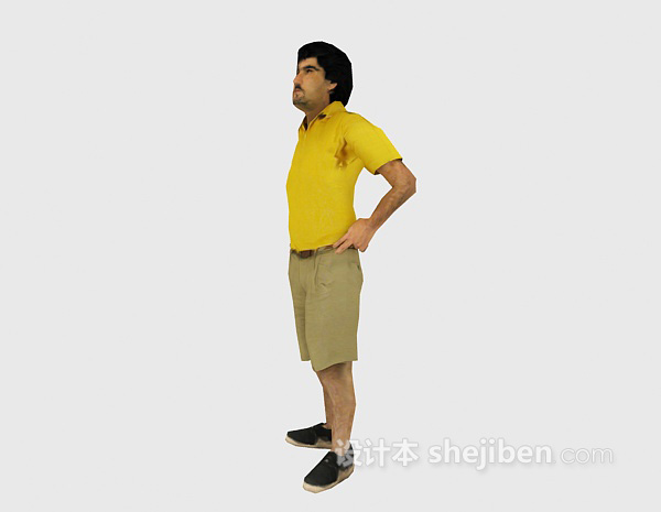 设计本黄色衣服男人站姿人物3d模型下载