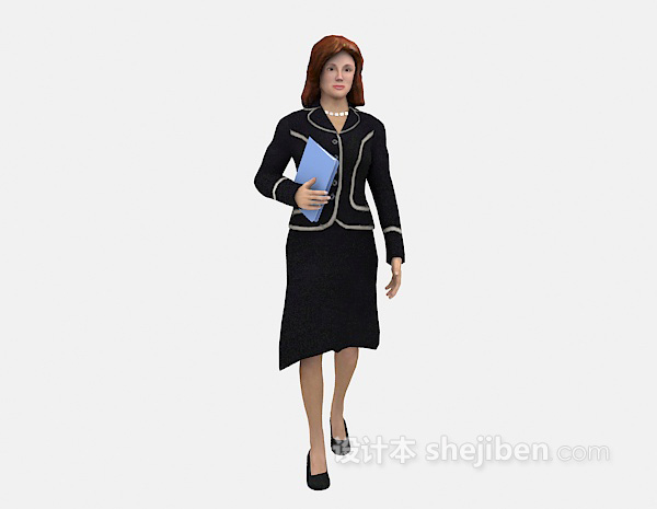 行走中的职业女性3d模型下载