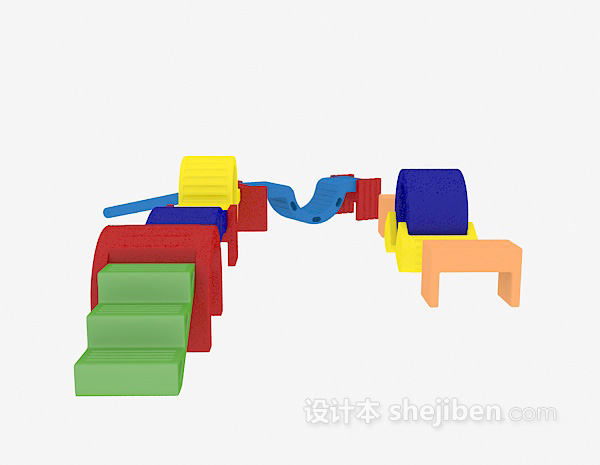 现代风格积木玩具3d模型下载