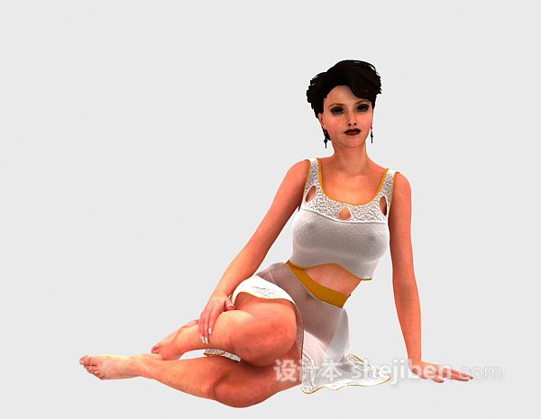 白衣性感美女3d模型下载