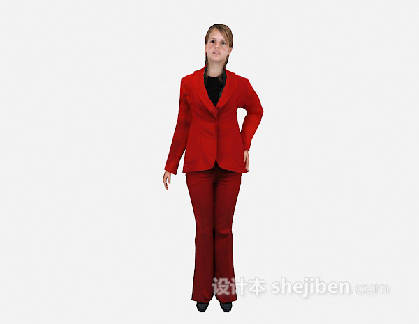设计本红色套装的女人3d模型下载
