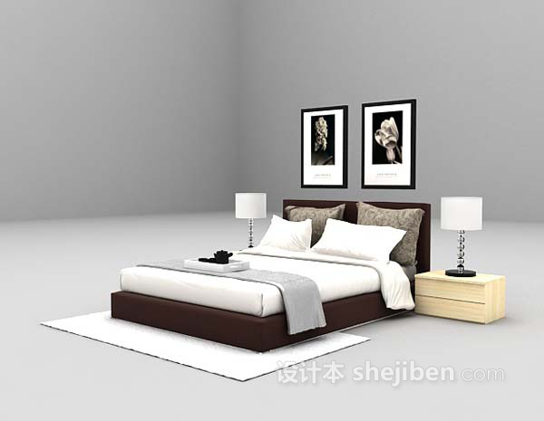 免费白色矮床3d模型下载