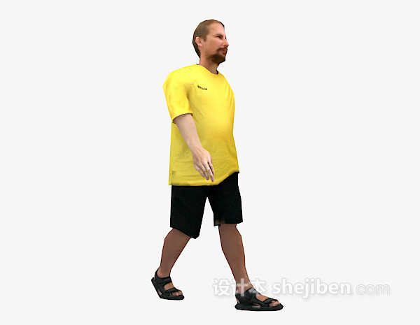 设计本黄色衣服走姿max人物3d模型下载
