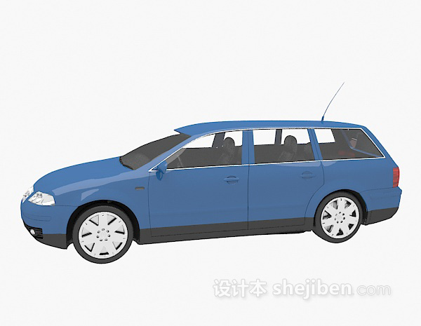 免费蓝色私家车3d模型下载