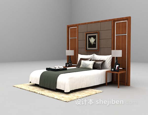 免费简洁风格床具3d模型下载