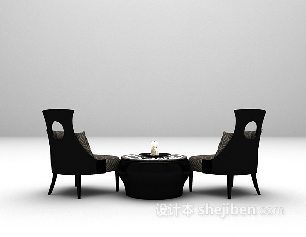 现代风格黑色桌椅3d模型下载