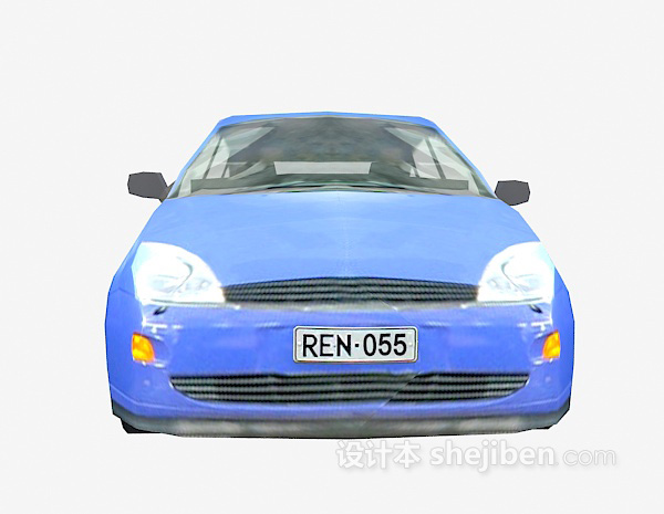 现代风格蓝色汽车 车3d模型下载