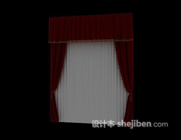 免费个性红色窗帘3d模型下载