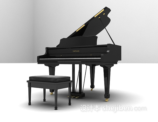 免费黑色钢琴3d模型下载