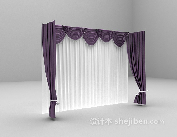 设计本紫色窗帘3d模型下载