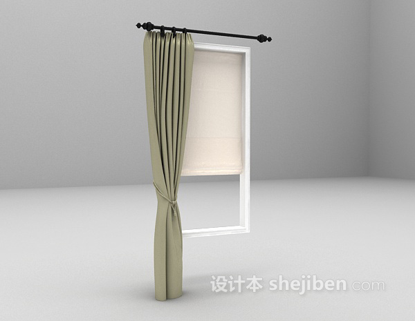 设计本灰色小窗窗帘3d模型下载