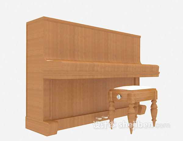 设计本木色钢琴3d模型下载