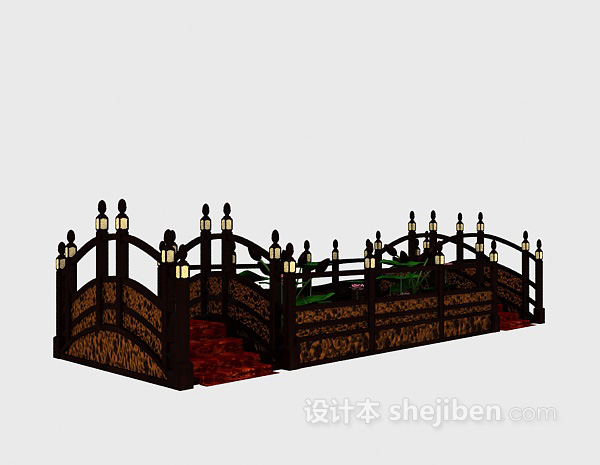 中式风格中式室内小桥3d模型下载