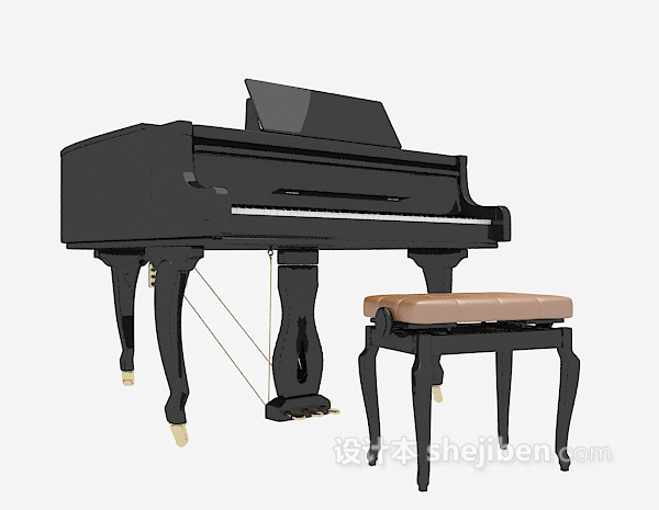 免费黑色钢琴组合3d模型下载