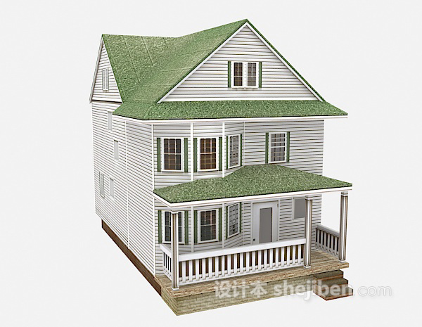 设计本绿色欧式别墅3d模型下载