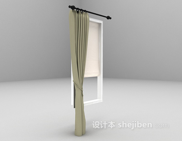 现代风格灰色小窗窗帘3d模型下载