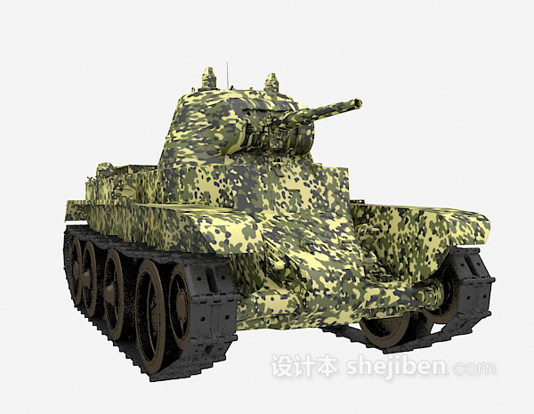 免费军绿色坦克3d模型下载