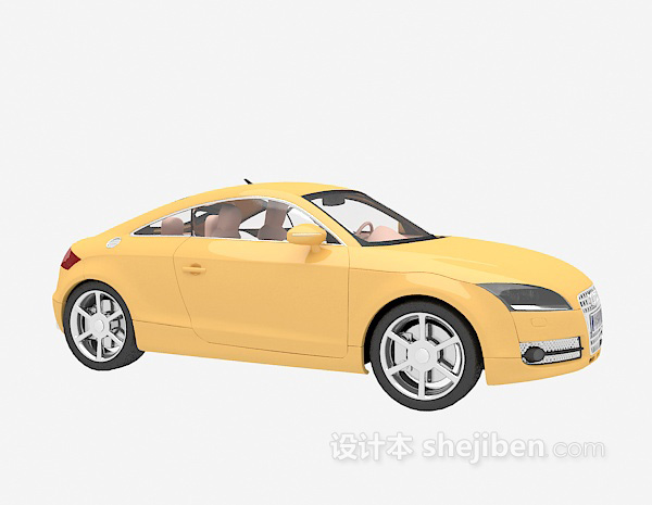 现代风格黄色汽车3d模型下载