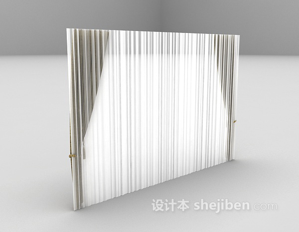设计本现代宽窗帘3d模型下载