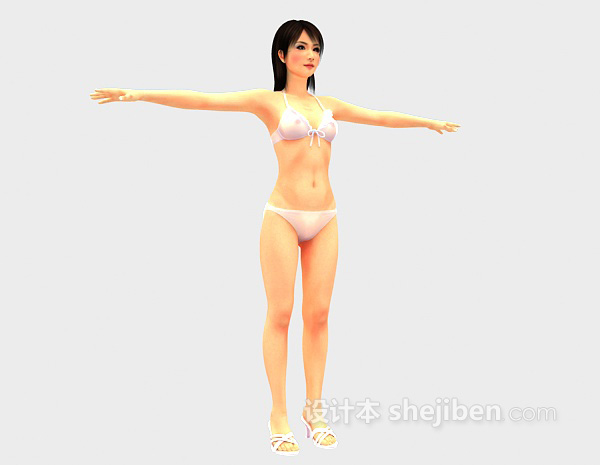 设计本穿泳衣的美女3d模型下载