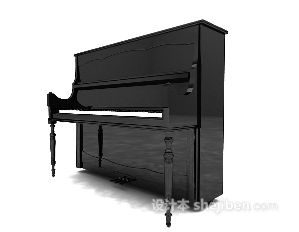 免费黑色钢琴3d模型下载