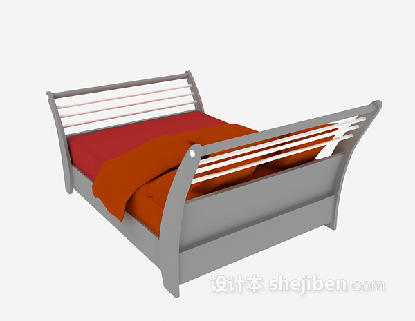 免费实木单人床3d模型下载