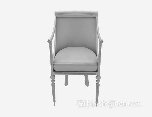 欧式风格简单木椅3d模型下载