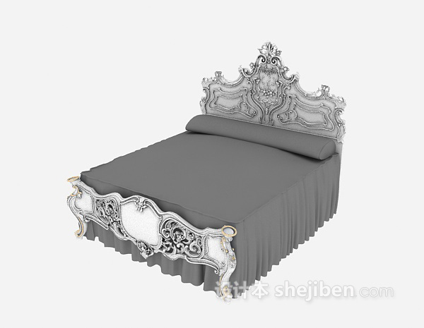 免费欧式木质家具床3d模型下载