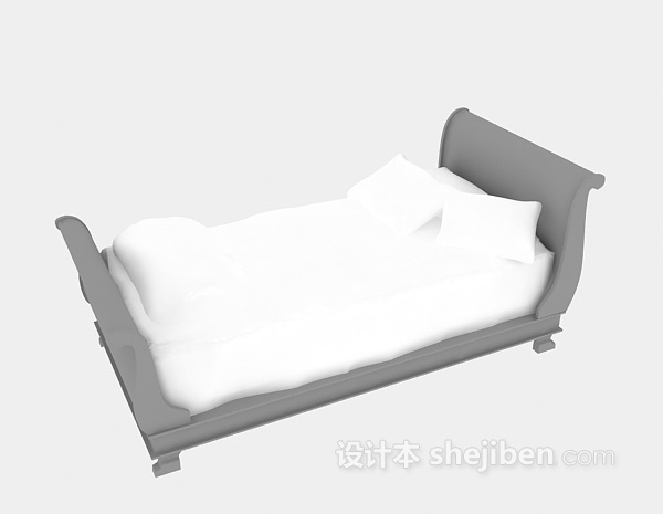 小型单人床3d模型下载