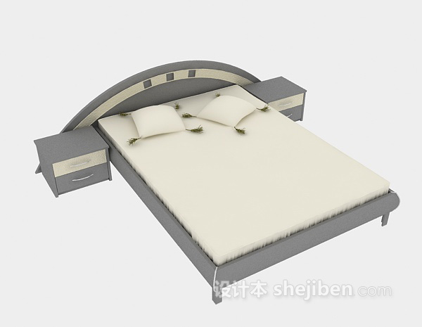 免费木质双人床3d模型下载